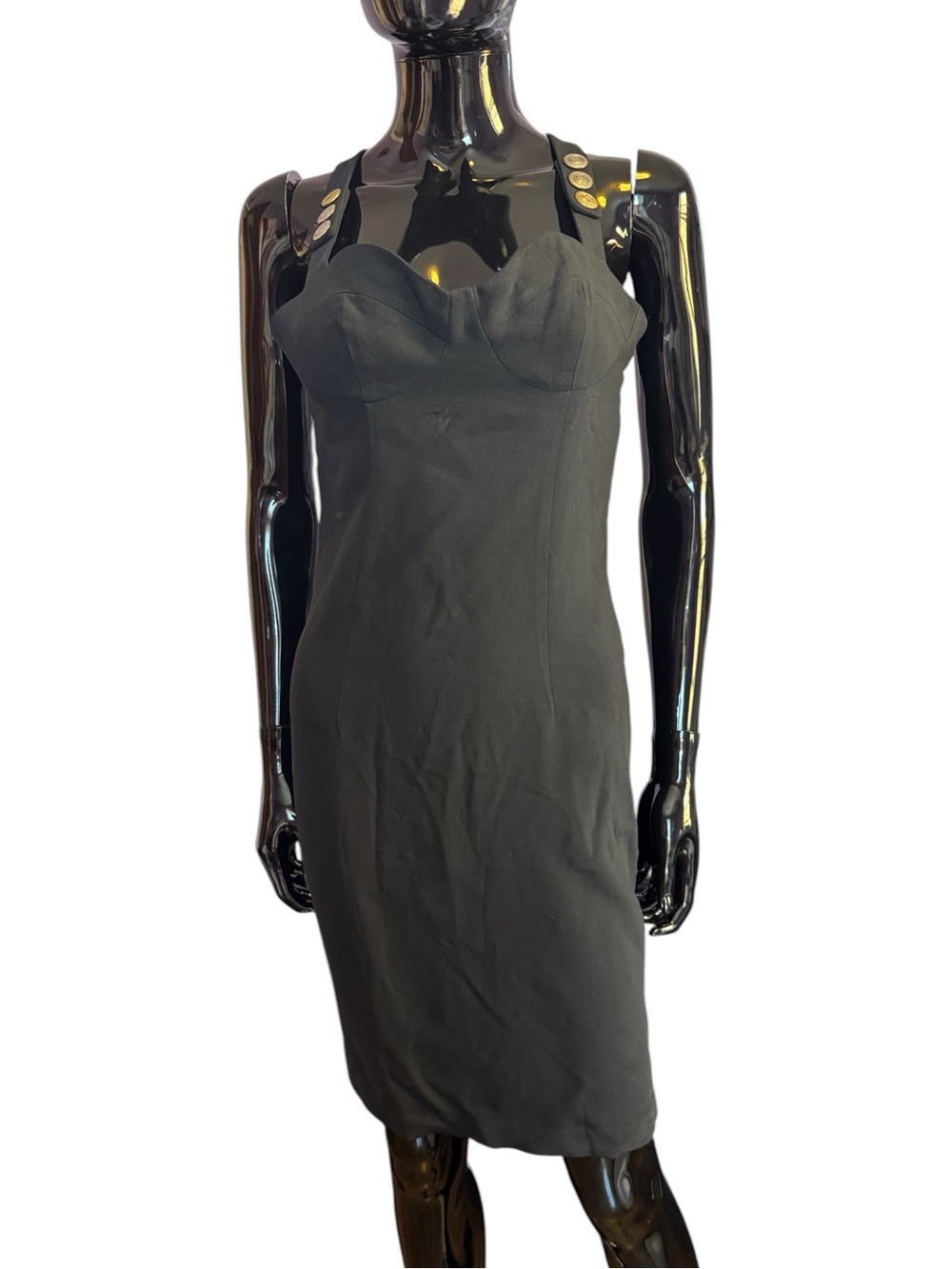 Classic Pierre Balmain Black Sleeveless Bustier Sheath Dress